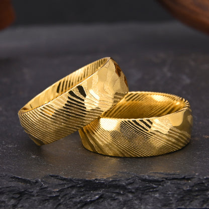 Mudd Babies 8mm Electroplated 18K Gold Damascus Steel Ring